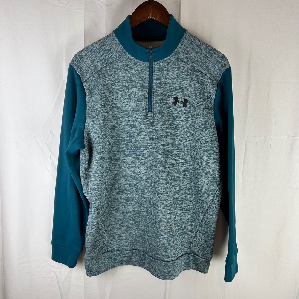 Under Armour Pullover Mens Medium Teal‎ Space Dye Fleece 1/4 Zip 1373359